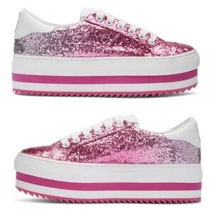 NIB Marc Jacobs Grand Glitter Platform Sneaker Shoe | Pink SZ 38 8